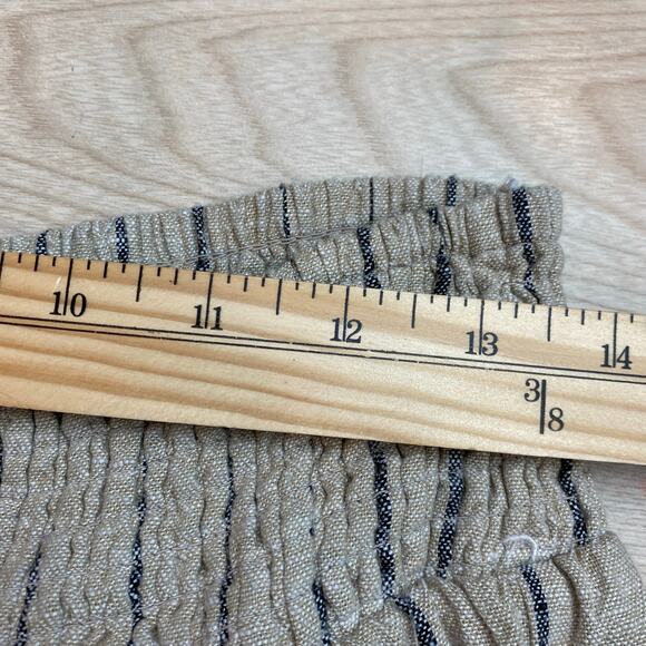 Maurice’s‎ Wide Leg Linen Blend Striped Pants Women M Oatmeal Navy Elastic Waist - Picture 8 of 10